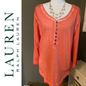 10/$10 LAUREN Ralph Lauren Lightweight Cotton& Crochet (shoulders) Pull-over L